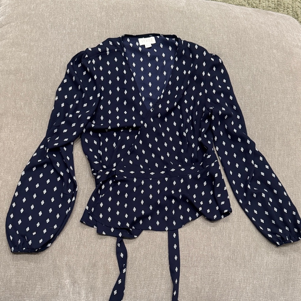 Blue Womans Tie Blouse